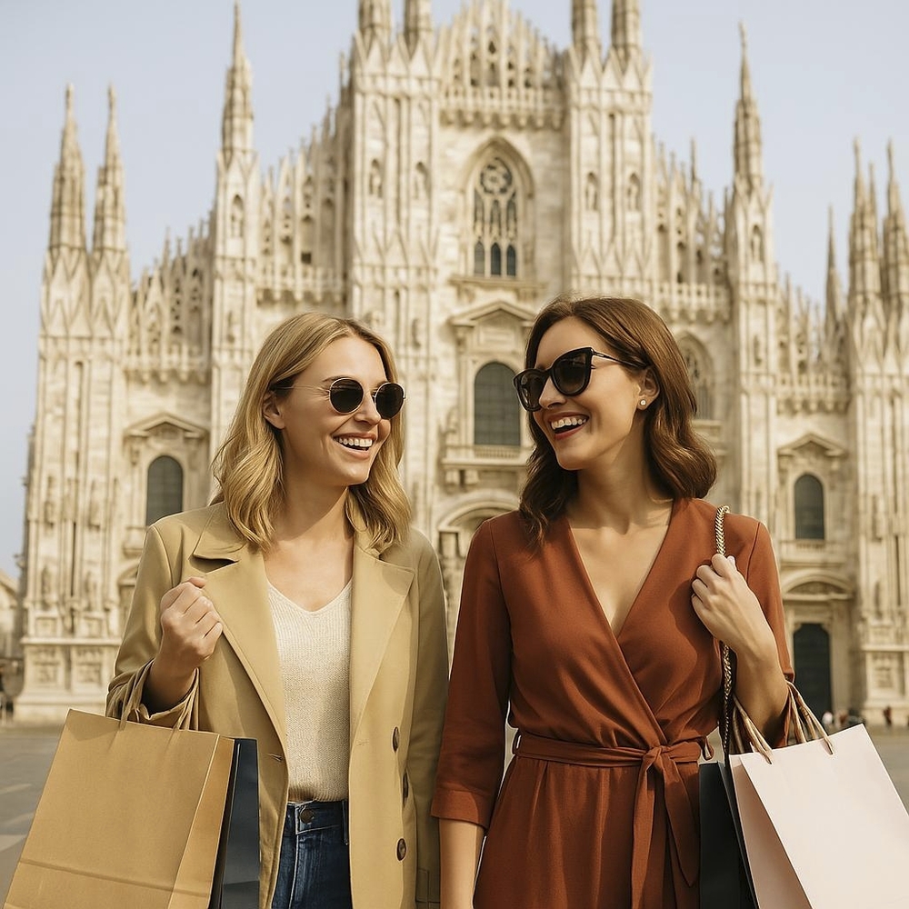 Zwei Frauen beim shoppen in Mailand
